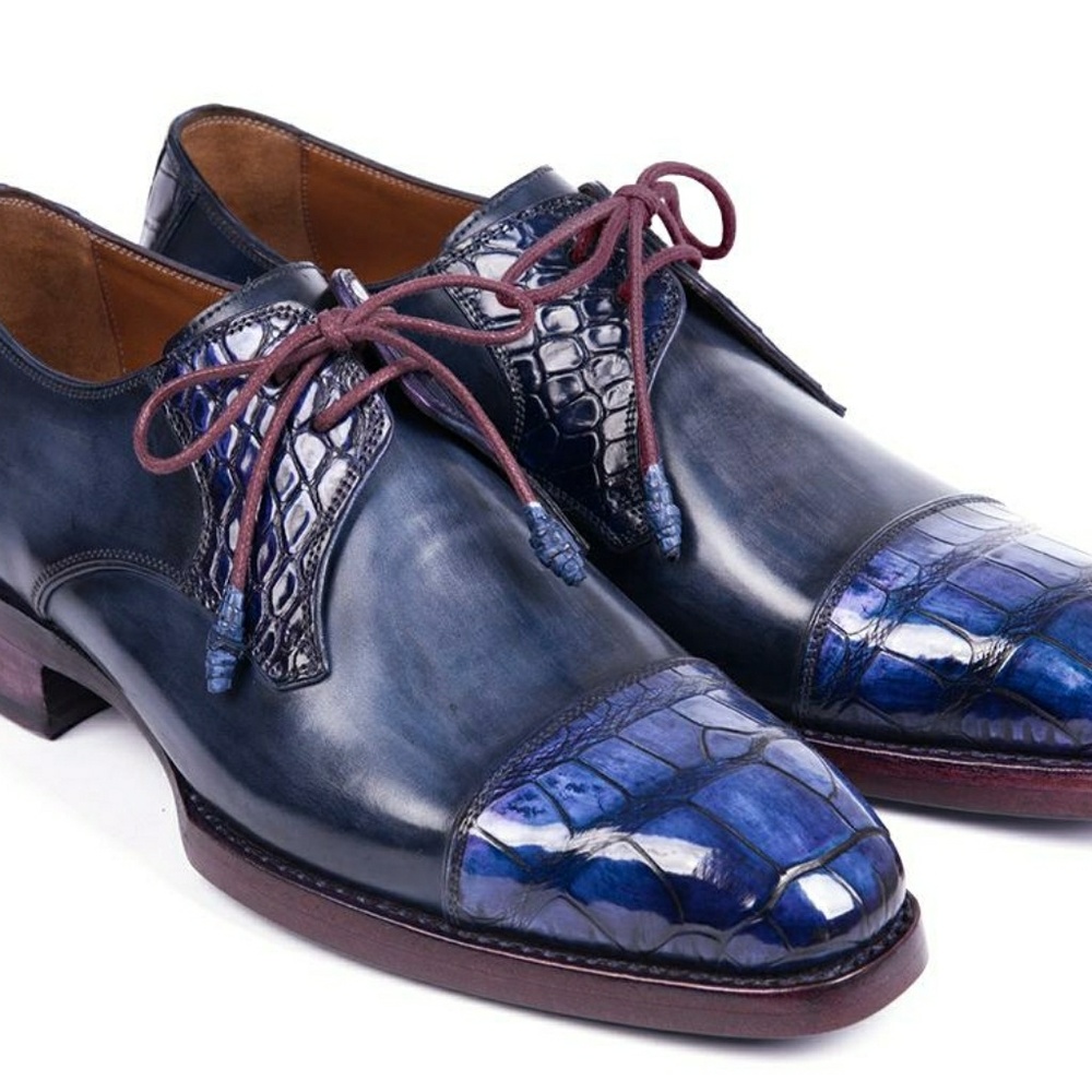 Paul Parkman Blue Genuine Crocodile & Navy Calfski